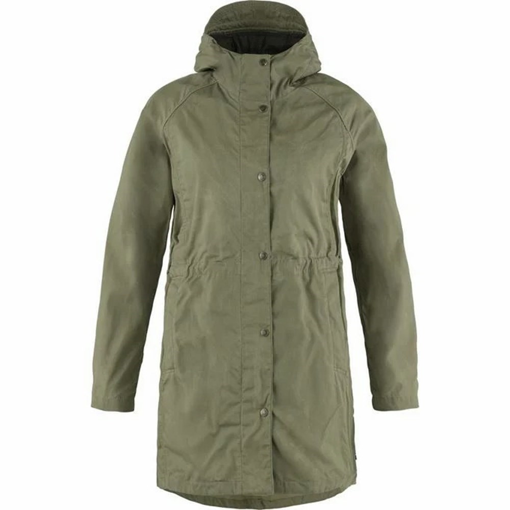 Women\'s Fjällräven Karla Winter Jacket Green | 5392DVJGN