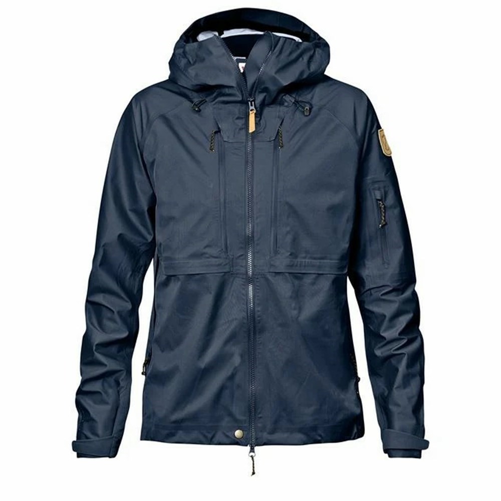 Women\'s Fjällräven Keb Eco Shell Jacket Navy | 4529GRQCZ