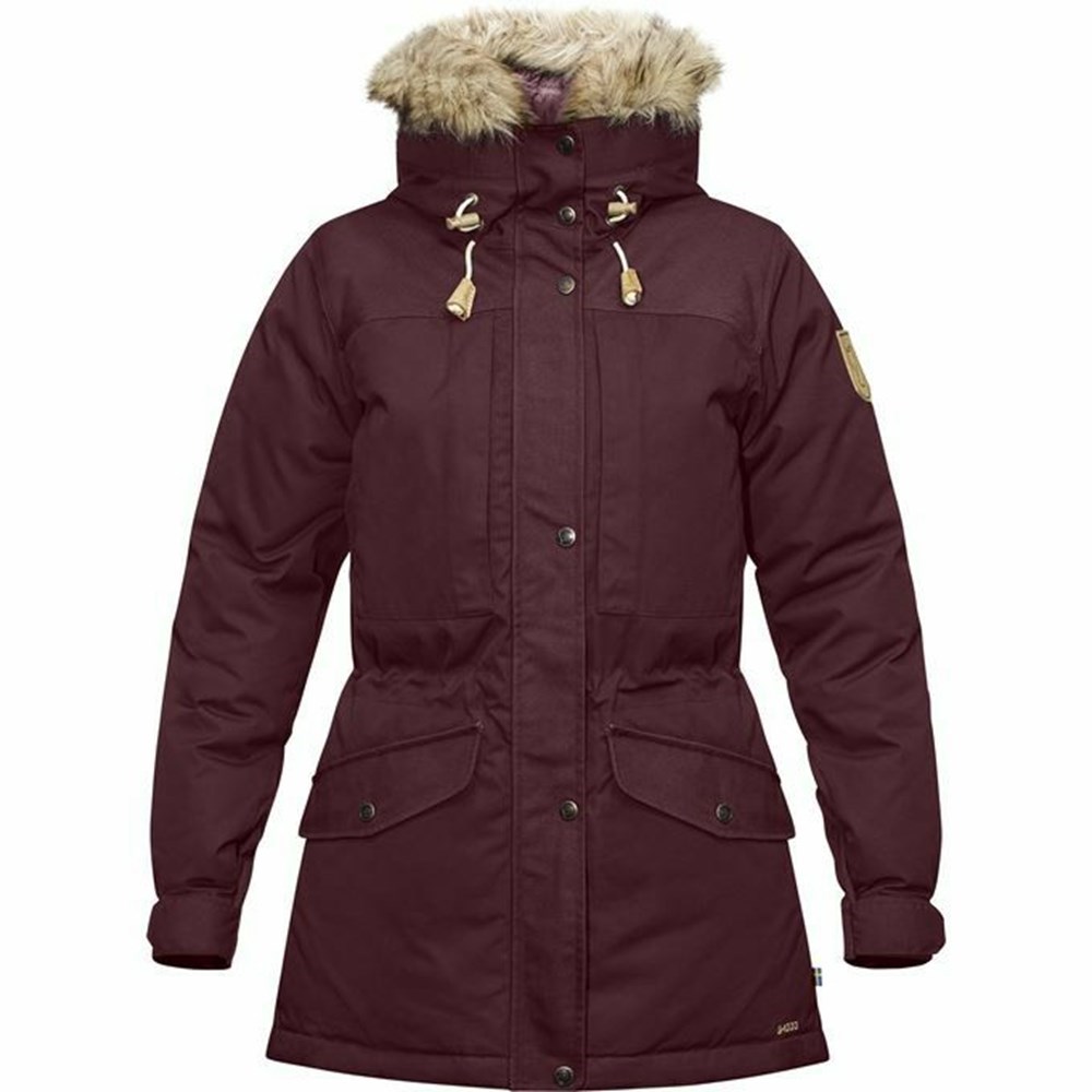 Women\'s Fjällräven Singi Down Jackets Dark Red | 7506JCXHP